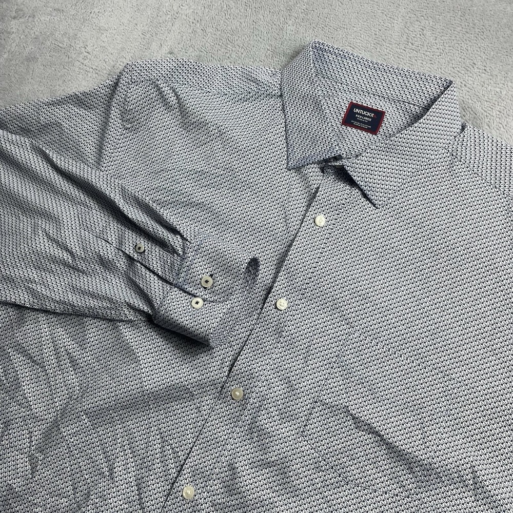 UNTUCKit Shirt Mens 3XL Blue Teramo Regular Fit Stretch Button Down Stretch